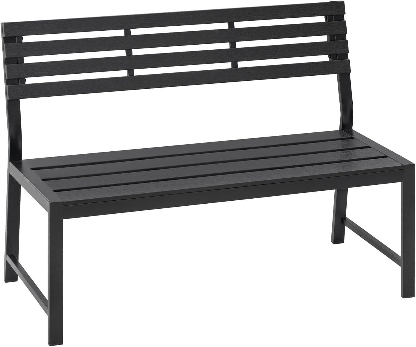 WOLTU Gartenbank Schwarz Wetterfest Metall PS-Latten - Bild 2