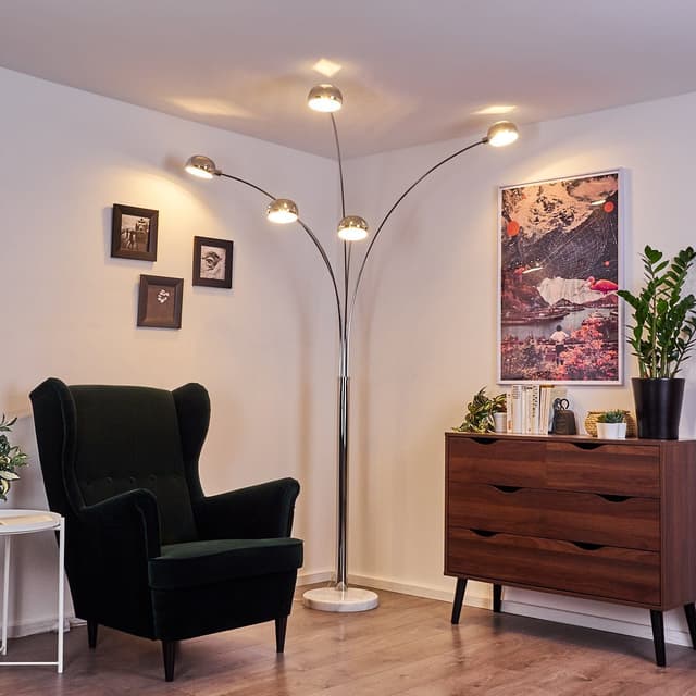 Hofstein Stehlampe Suio - Chrom Metall mit Marmor Sockel