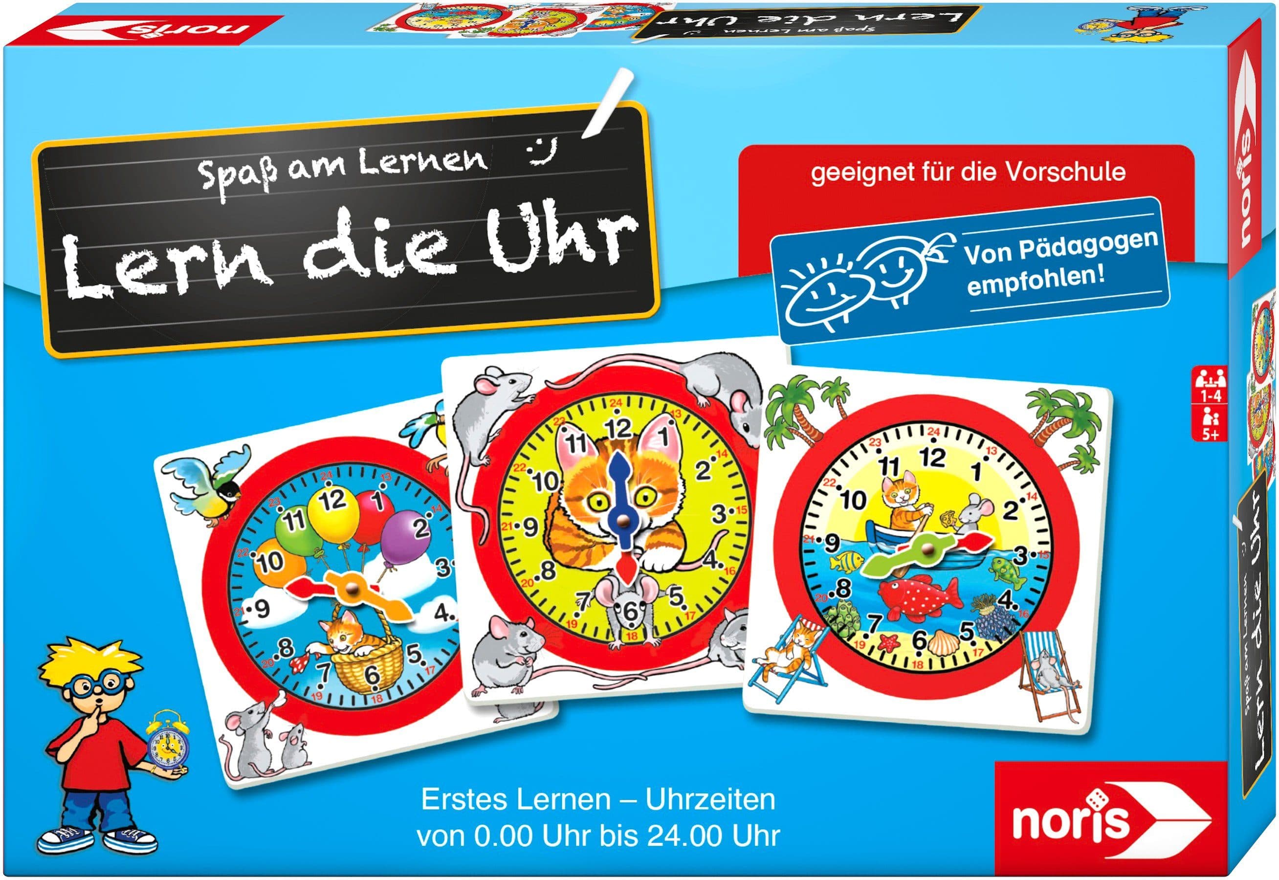 Noris Spiel Lern die Uhr - Lernspiel mit 4 Uhren und 36 Puzzle-Teilen - Bild 2