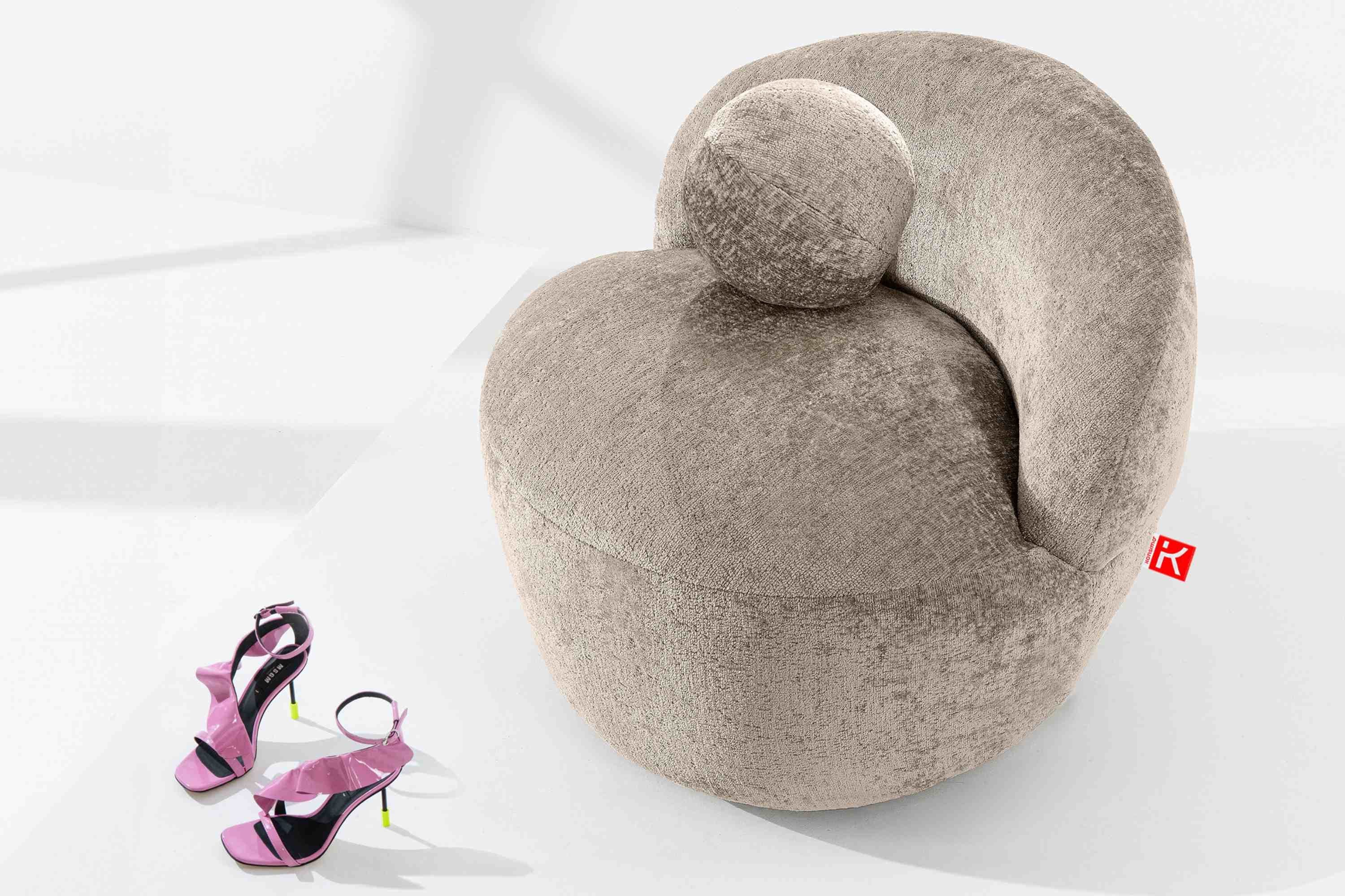 KONSIMO® Cocktailsessel NELUM Modern Sessel Organische Form Chenille-Stoff - Bild 2