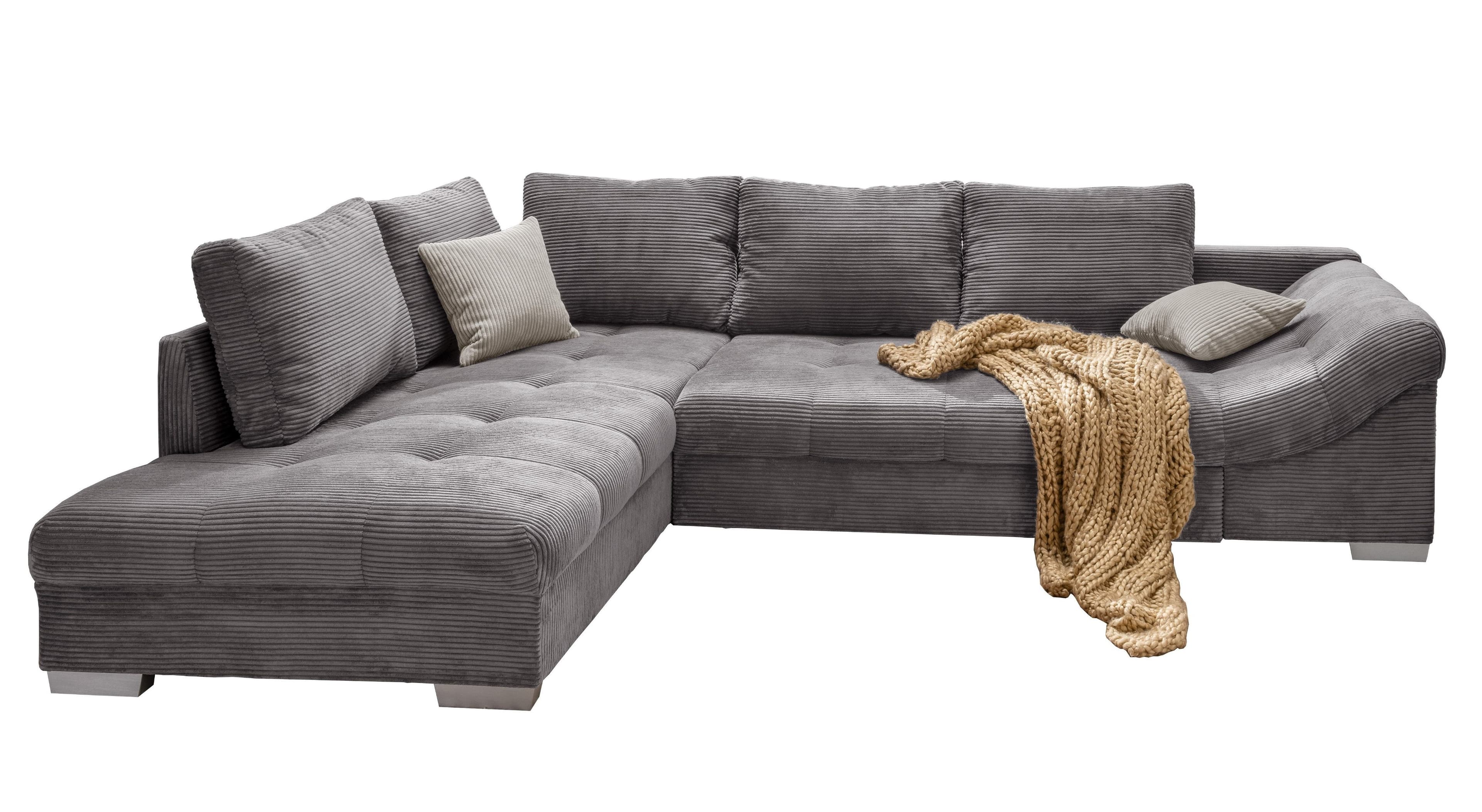 luma-home Ecksofa Cord Grau mit Bettfunktion - Bild 2