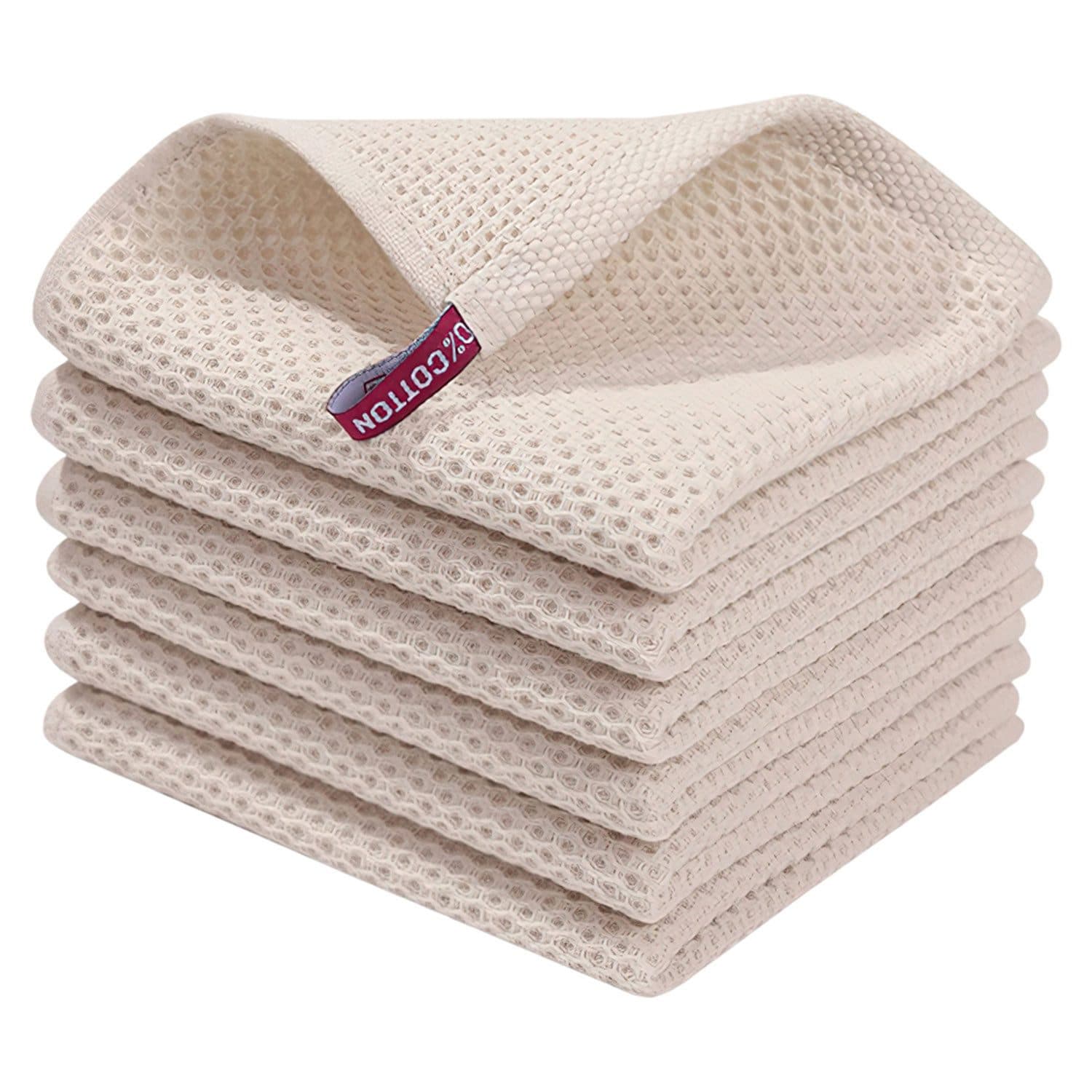 Refttenw Geschirrtuch 6er Set Beige Waffeltuch saugfähig - Bild 2