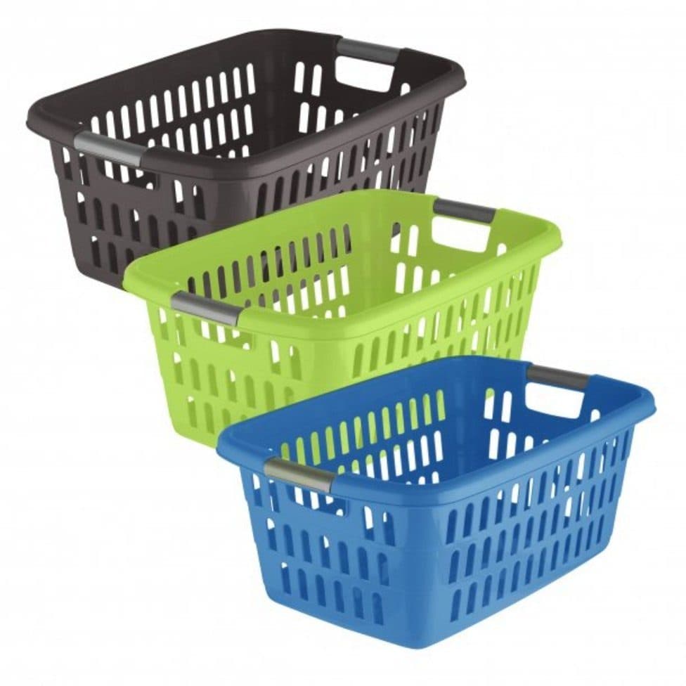 axentia Wäschekorb Kunststoff Anthrazit/Grün/Blau