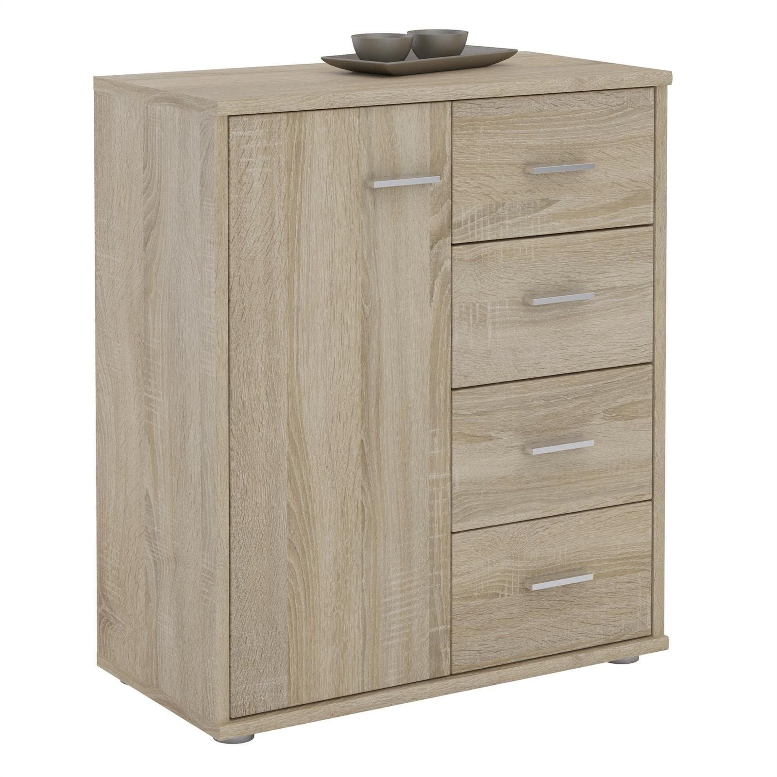 CARO-Möbel Highboard TIRANO Kommode 4 Schubladen 1 Tür Sonoma Eiche - Bild 2
