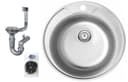 Faizee Möbel Edelstahl-Küchenspüle Rund 51 cm mit Siphon-Set Bild 2