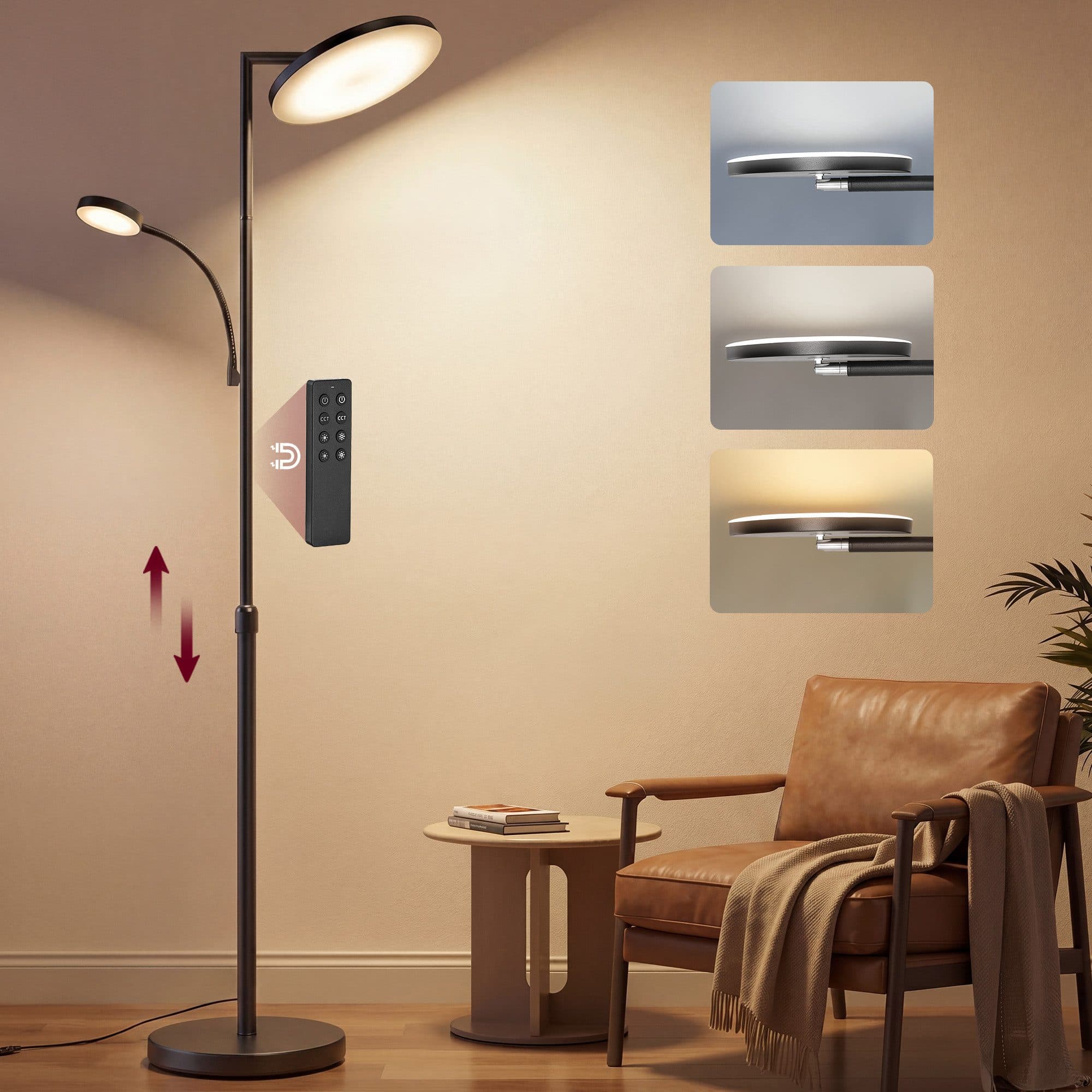 VASAGLE LED-Stehlampe Mattschwarz mit Timer und Fernbedienung - Bild 2