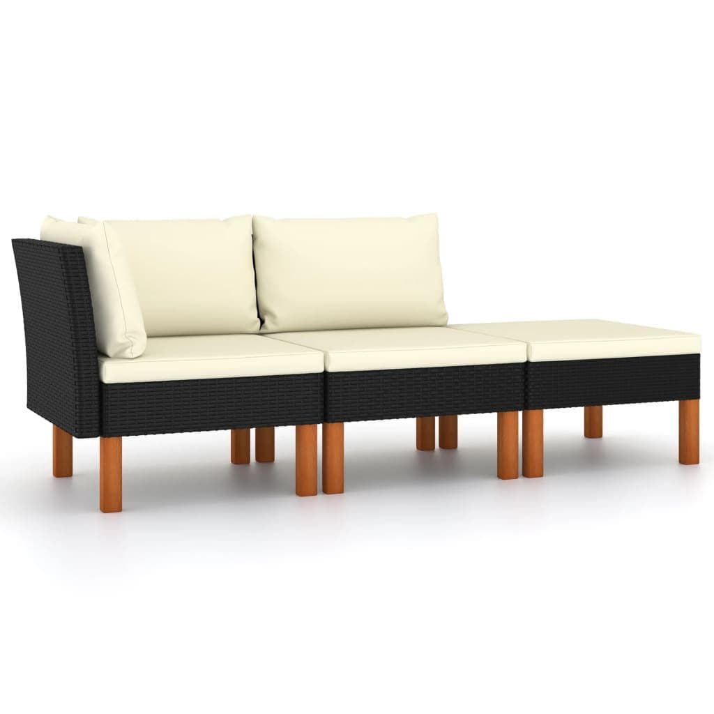 vidaXL Sofaelement 3-tlg. Garten-Lounge-Set Poly Rattan Eukalyptus - Bild 2