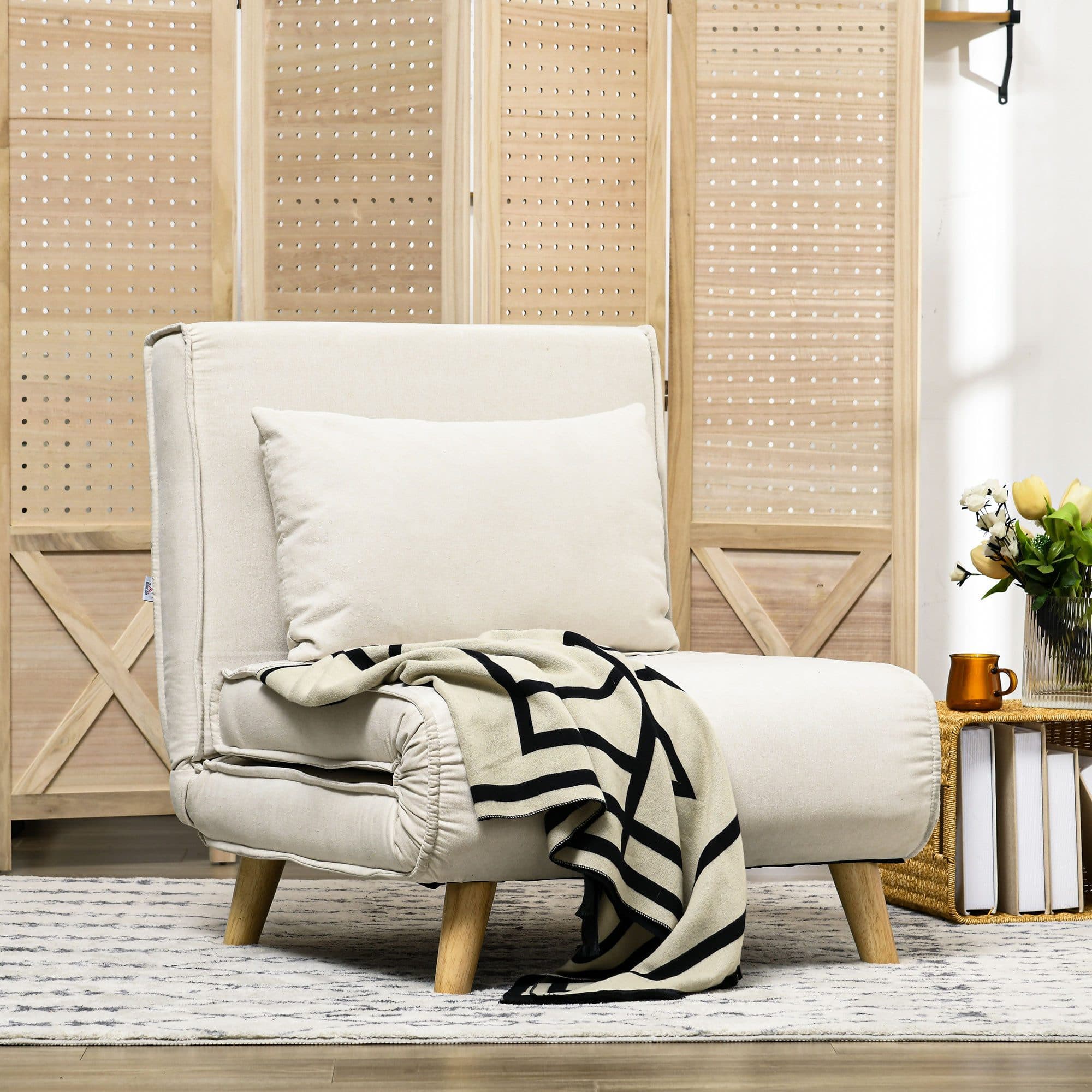 HOMCOM Schlafsofa Klappsessel mit Bettfunktion Cremeweiß - Bild 2