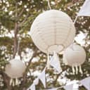 Lights4fun LED Laterne Solar Lampion Leinen Creme Bild 2