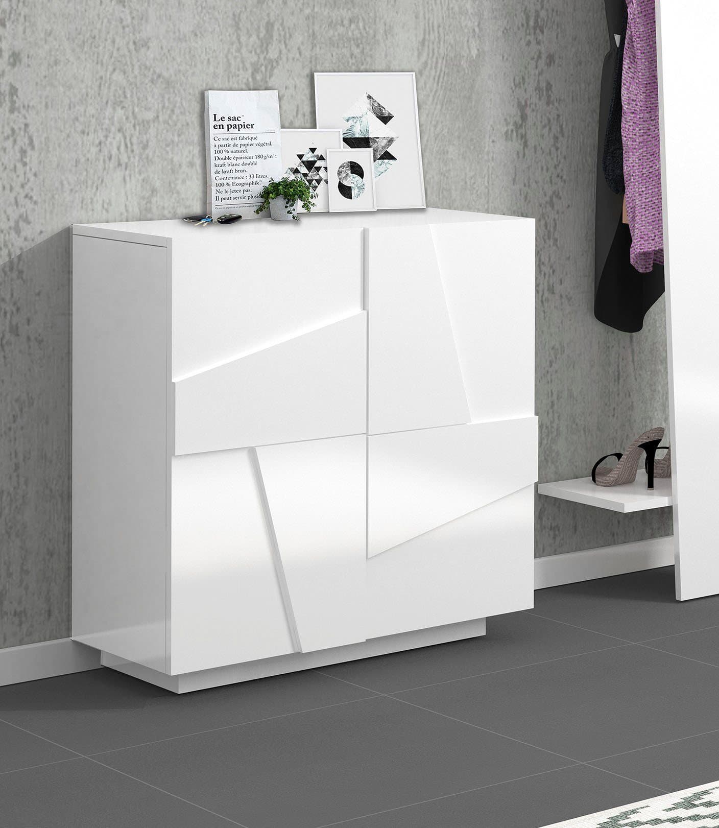 HOME AFFAIRE Ping Schuhkommode Weiß Hochglanz 2 Türen - Bild 2