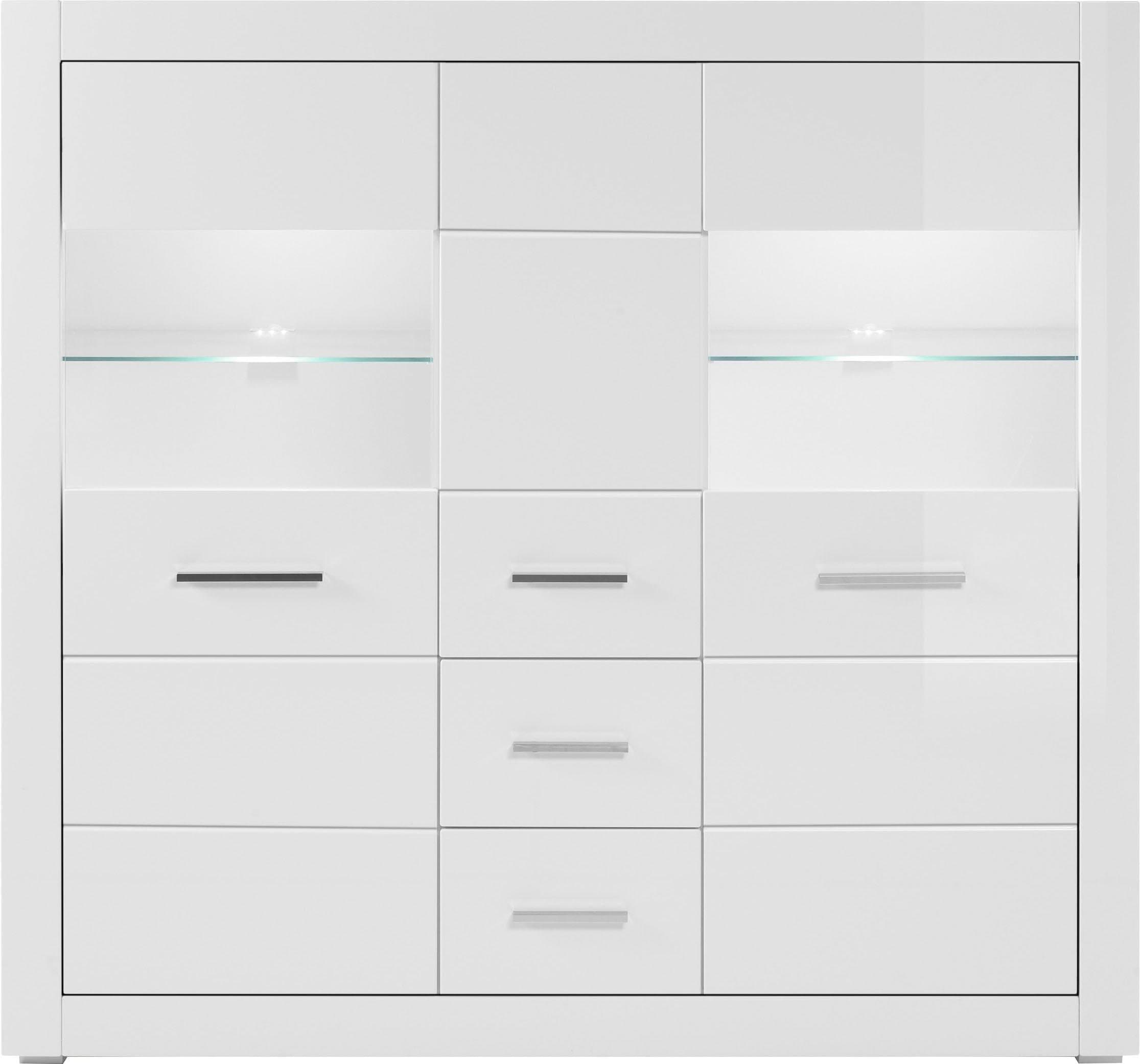 HOME AFFAIRE Highboard BIANCO Weiß MDF Hochglanz mit Glaseinsatz - Bild 2