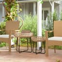 Outsunny Beistelltisch-Set 2-tlg. Braun Schwarz Polyrattan X-Beine Bild 2