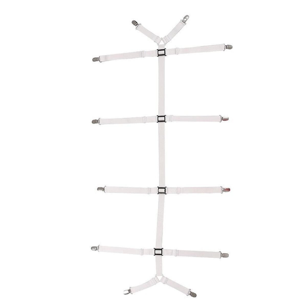FELIXLEO Spannbettlaken Bettlakenspanner verstellbar elastisch mit Metallclip Weiß - Bild 2