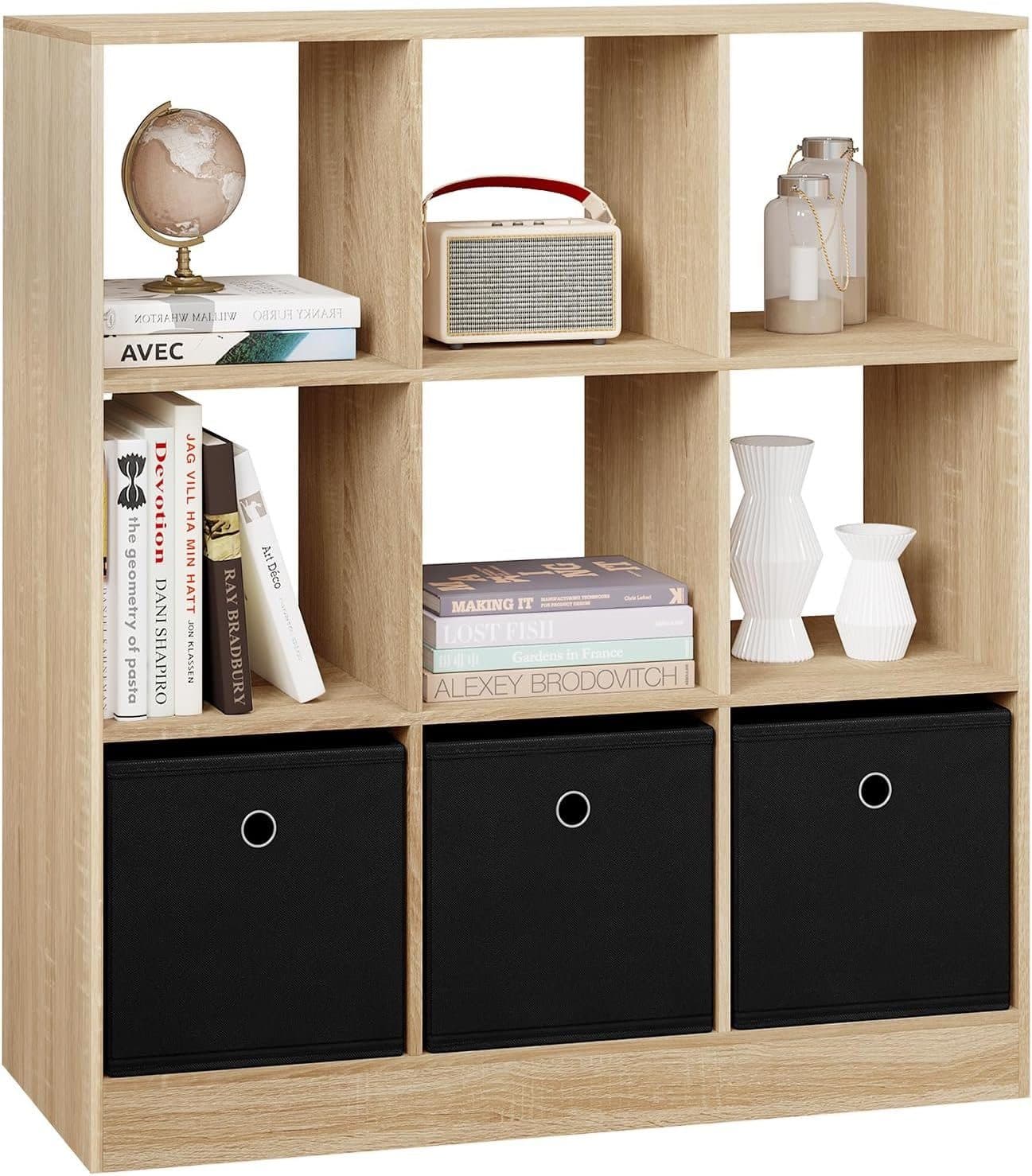 Woltu Bücherregal mit 9 Fächern und 3 Schubladen aus Vliesstoff - Bild 2