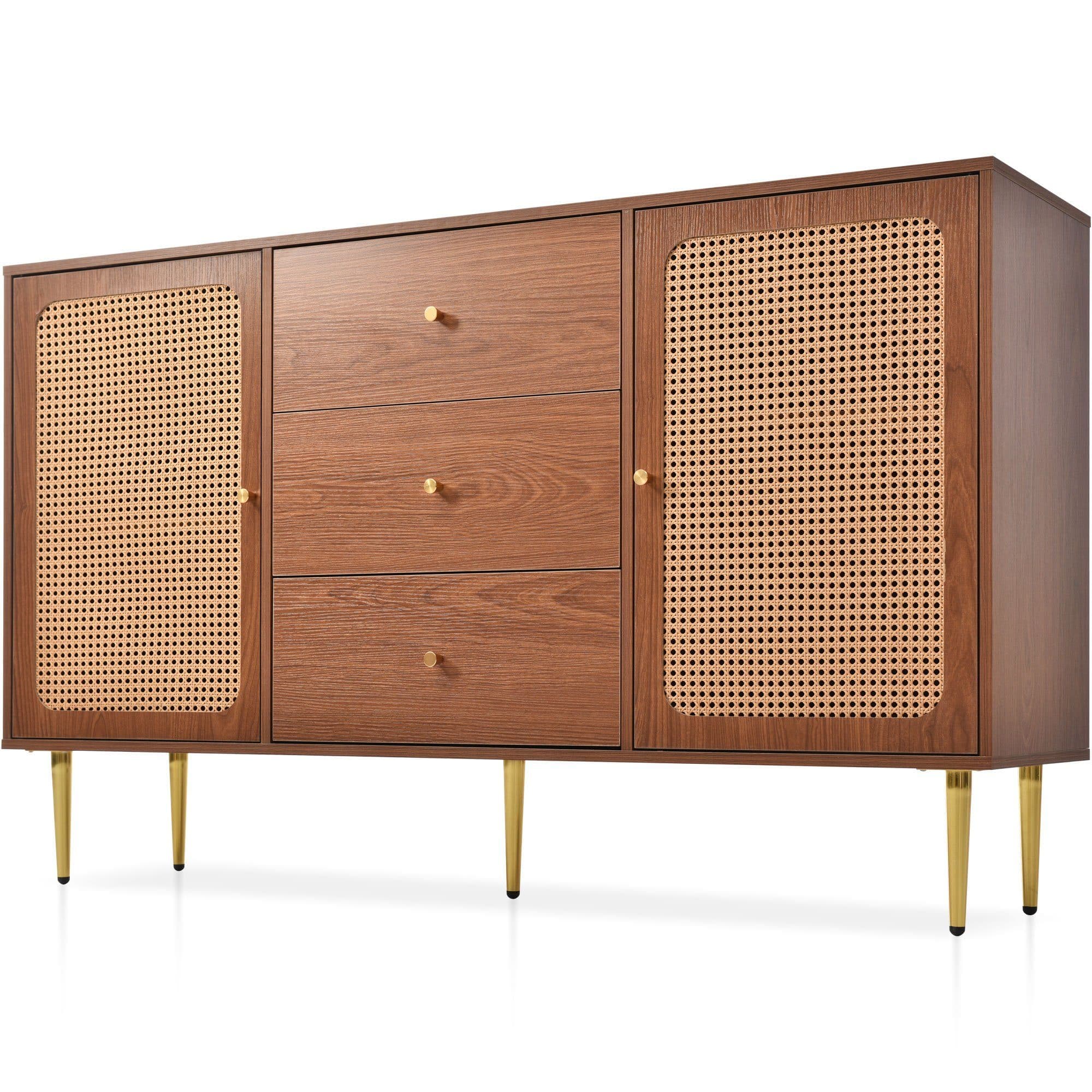 Merax Sideboard Nussbaum mit Rattan und Metallbeinen - Bild 2