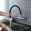 HOMELODY Küchenarmatur 180° drehbar Messing Schwarz Bild 2