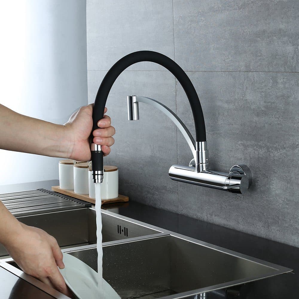 HOMELODY Küchenarmatur 180° drehbar Messing Schwarz - Bild 2