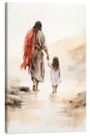 Posterlounge Leinwandbild Kleines Mädchen geht mit Jesus spazieren Bild 2