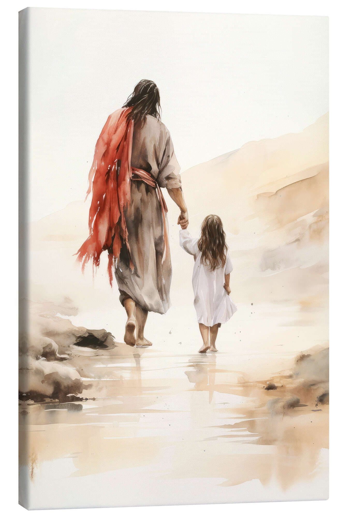 Posterlounge Leinwandbild Kleines Mädchen geht mit Jesus spazieren - Bild 2