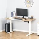 Vinsetto Elektrischer Schreibtisch Höhenverstellbar 140x70 cm Natur/Weiß Bild 2