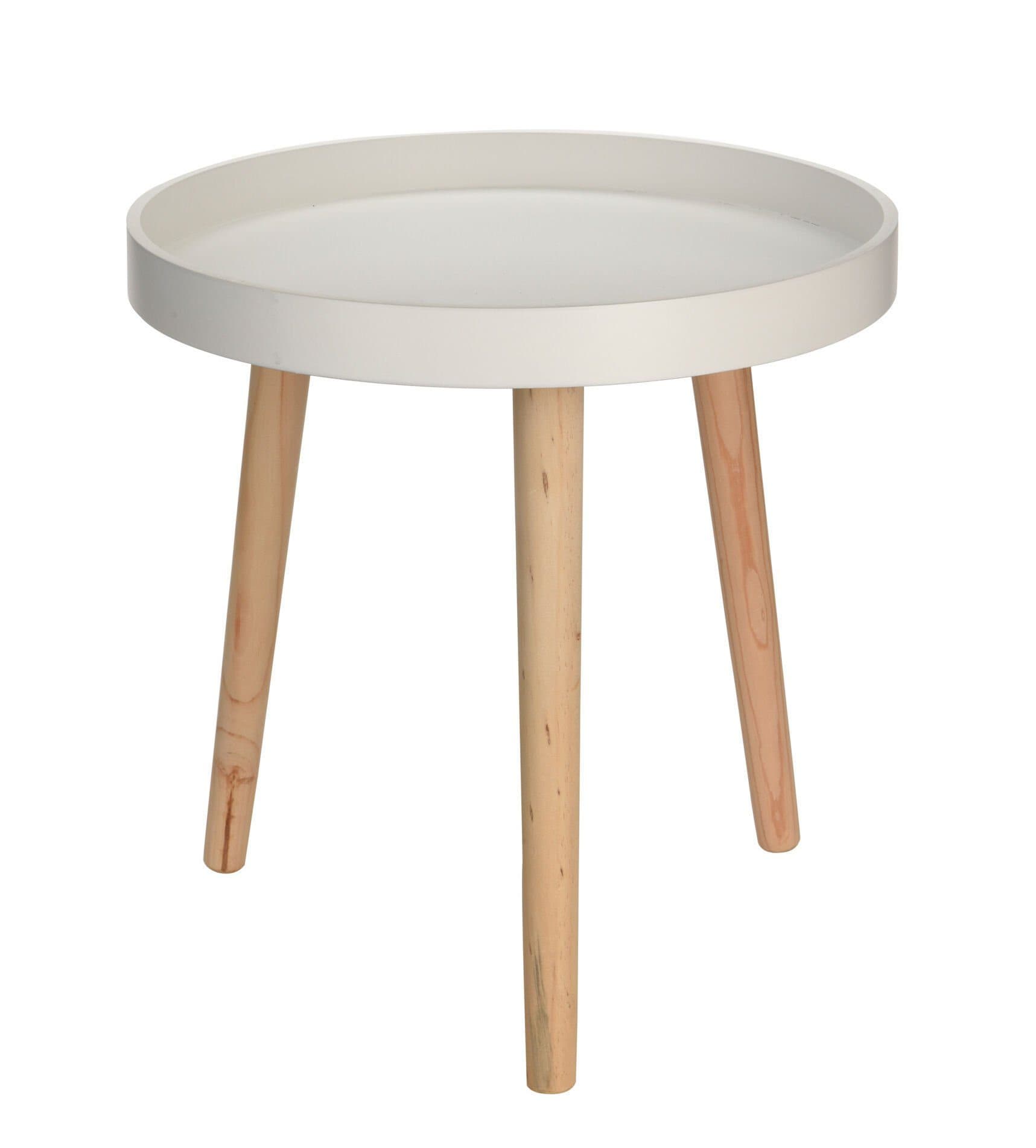 Spetebo Beistelltisch Holz Beistelltisch Ø 39 cm Weiß