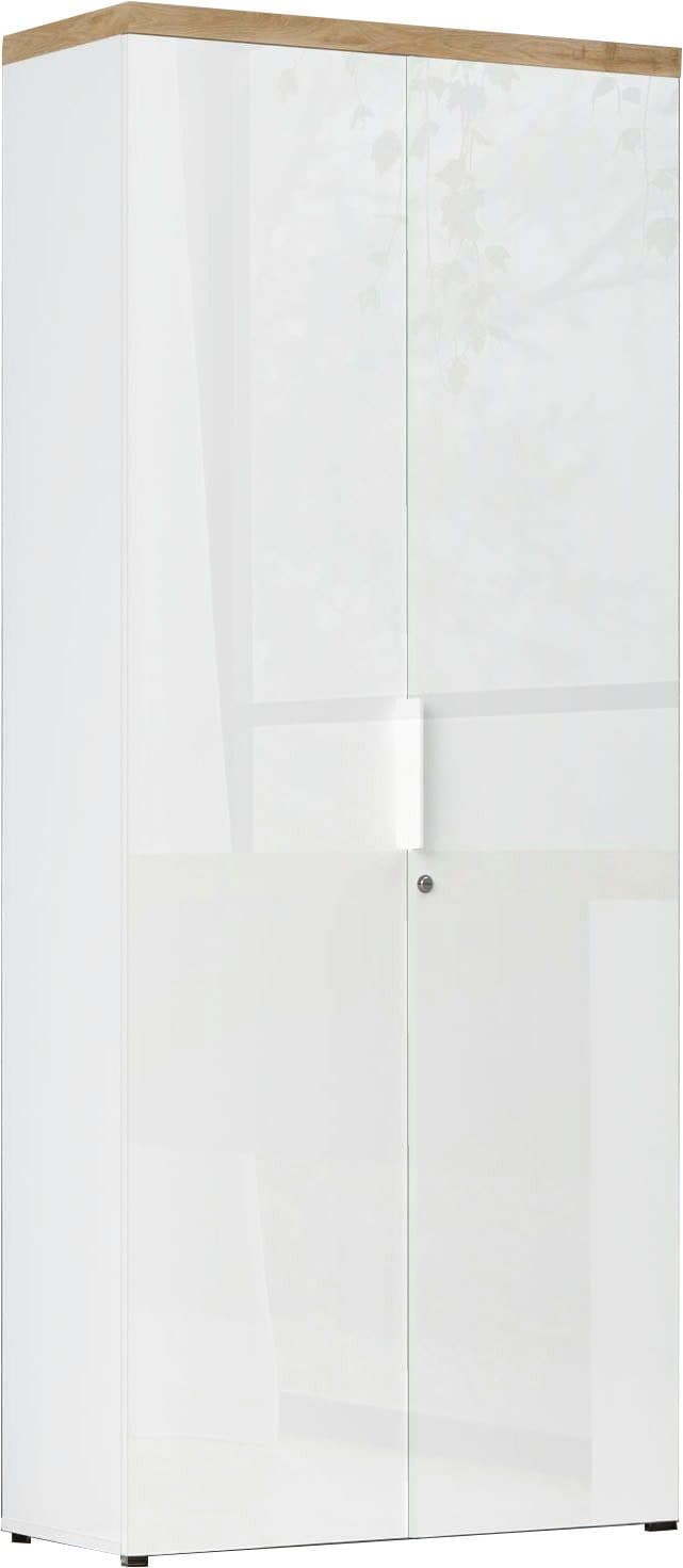 Aktenschrank INOSIGN Easy B/H 81/193 cm Büroschrank Mehrzweckschrank Weiß Hochglanz Lack Eiche Cadiz Dekor - Bild 2