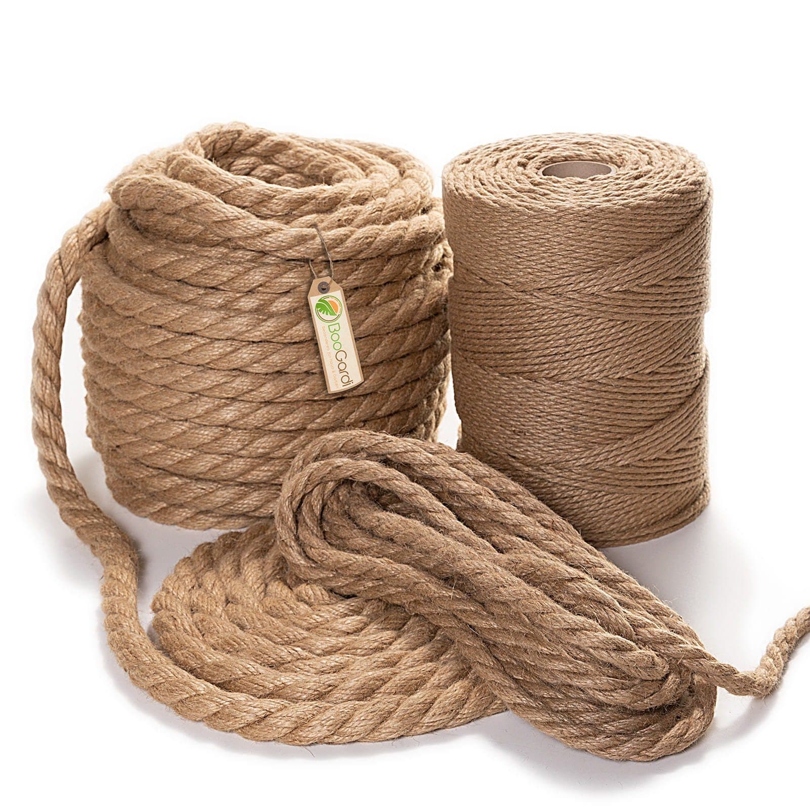 BooGardi Juteseil gedreht Seil (viele Größen · Ø 6mm x 1m), Jute Tauwerk Kordel DIY Makramee Boho Maritime Tau - Bild 2