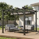 HOMALL Pavillon Pergola Aluminium mit Ziehbare Markise Grau Bild 2