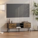 en.casa Lowboard Fernsehtisch Schwarz Dunkler Holzton Bild 2