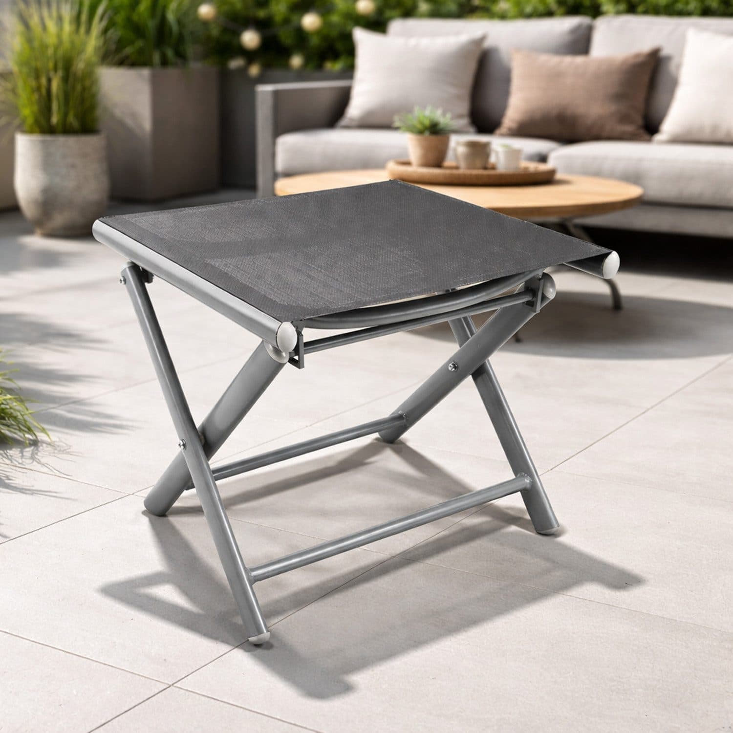 Mojawo Garten Klapphocker Aluminium Textilen Anthrazit - Bild 2