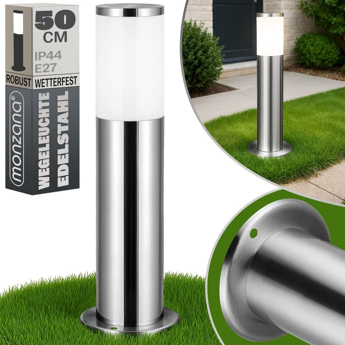 MONZANA Gartenleuchte Edelstahl Silber E27 Außenleuchte Poller - Bild 2