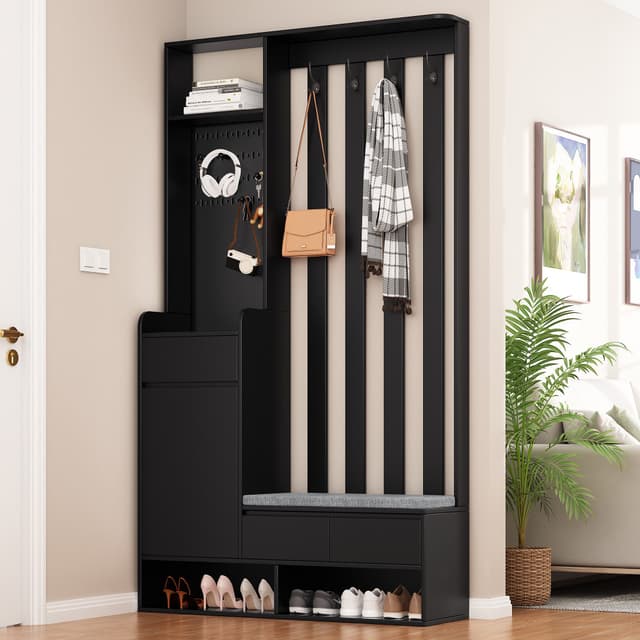 OKWISH Garderoben-Set: Eingangsbereich Organizer mit Bank & Stecktafel