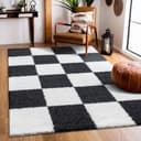 Hochflor-Teppich Karo Schwarz-Weiß 160x30 cm Bild 2