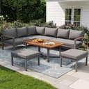 Merax Gartenlounge-Set 7-8 Pers. Grau Metall wetterfest Bild 2