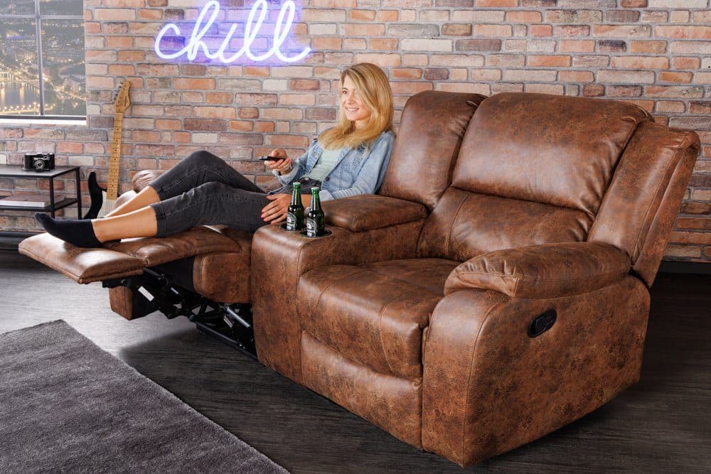 riess-ambiente TV-Sessel HOLLYWOOD antik braun 2-Sitzer Relax - Bild 2