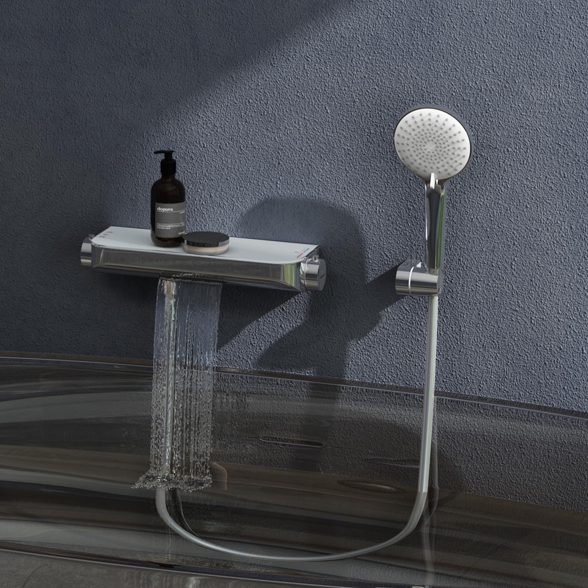 doporro Wannenarmatur mit Handbrause und Dusche Duschsystem8 Silber - Bild 2