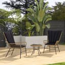 Outsunny Bistro-Set 3-tlg. mit 2 Sesseln und Tisch Schwarz/Naturholz Bild 2