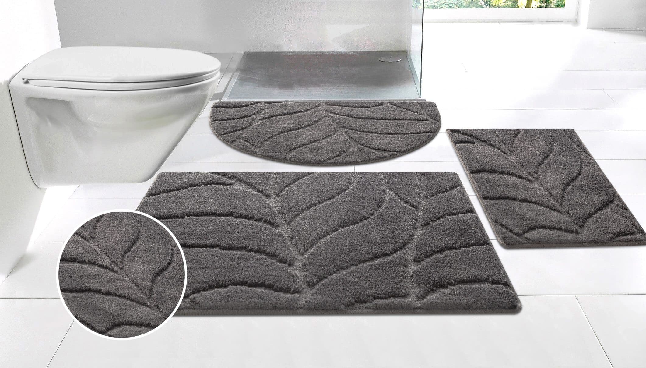 OTTO home Badematte Epense Grau Blattstruktur Halbrund - Bild 2