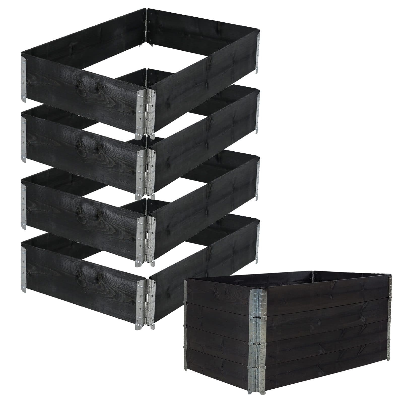 TRUTZHOLM Hochbeet 4er-Set Palettenrahmen Schwarz - Bild 2