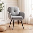 HOMCOM Relaxsessel Polsterstuhl Metallbeine Einzelsessel Hellgrau Bild 2