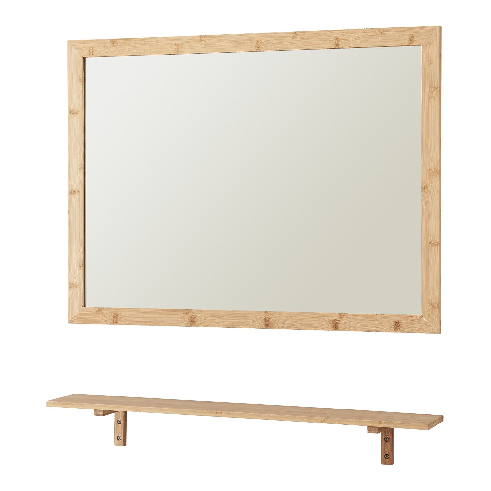 en.casa Wandspiegel mit Regal Bambus Natur 80x60 cm - Bild 2