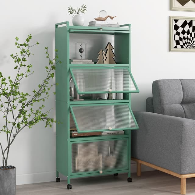 COSTWAY Hochschrank 5-stufig Küchenregal mit aufklappbaren