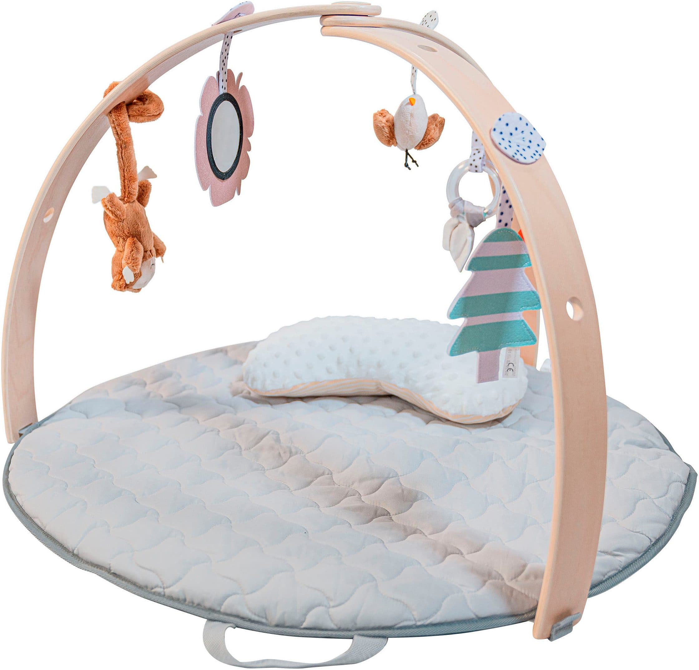 BabyGo Spielbogen Wood - Spielmatte mit Holzspielbogen und 5 Spielzeugen - Bild 2