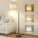 VASAGLE Stehlampe Bogenlampe Modern Mattschwarz Blassgold Bild 2