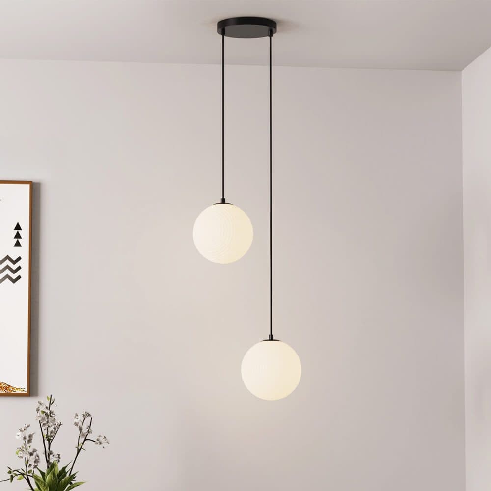 HOME DELUXE Hängeleuchte SUNA Schwarz/Weiß Glas Aluminium - Bild 2
