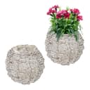 relaxdays Blumentopf Runder Blumentopf im 2er Set Weiß Natur Bild 2