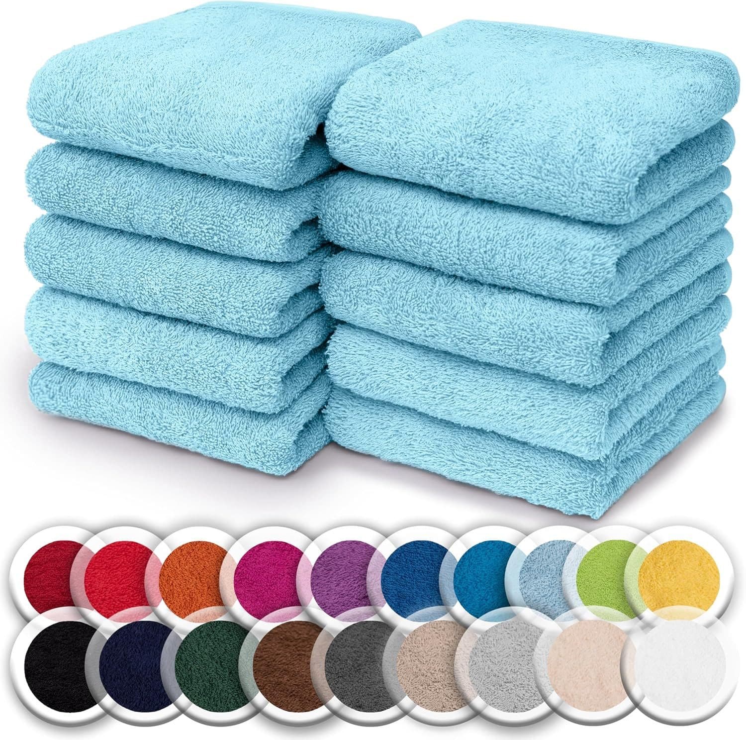NatureMark Seiftuch 10er-Set Hellblau 100% Baumwolle Frottier Waschlappen - Bild 2