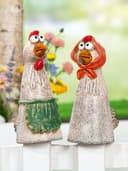 MF Gartenfigur Zaunfigur Hühner Gerda und Otilie 2er Set Keramik Deko Bild 2