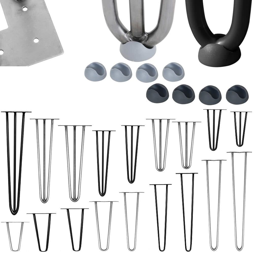 Melko Haarnadel-Tischbein 4er-Set Stahl Schwarz/Silber - Bild 2