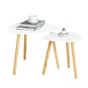 SoBuy Beistelltisch FBT74, 2er Set, Couchtisch, Bambusbeine, Weiß Bild 2